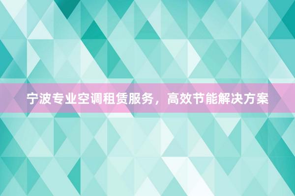 宁波专业空调租赁服务，高效节能解决方案